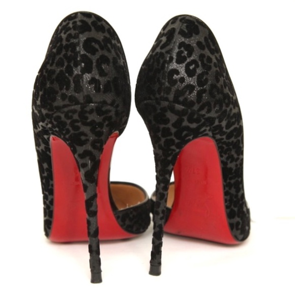 CHRISTIAN LOUBOUTIN Black Pumps D'Orsay IRIZA Leopard Velvet Fabric 37.5 $800 - Picture 7 of 16